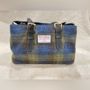 Harris Tweed Plaid Wool Satchel Purse